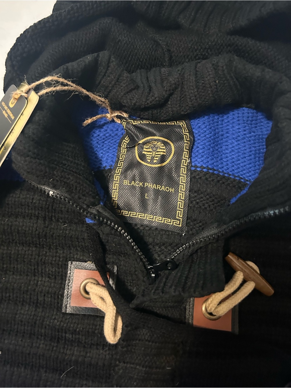 Men’s Black Zip-Up Sweater with Blue Lining
